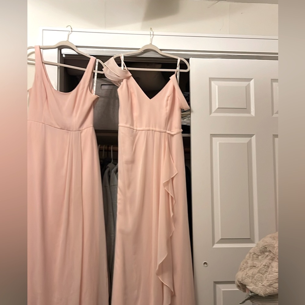 David’s bridal petal pink crepe bridesmaid dress
